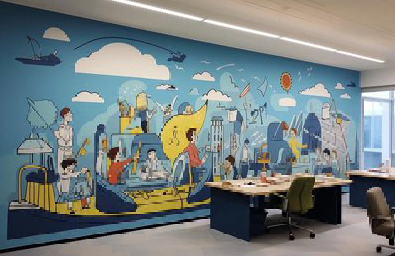 凤县办公室墙绘的特点。